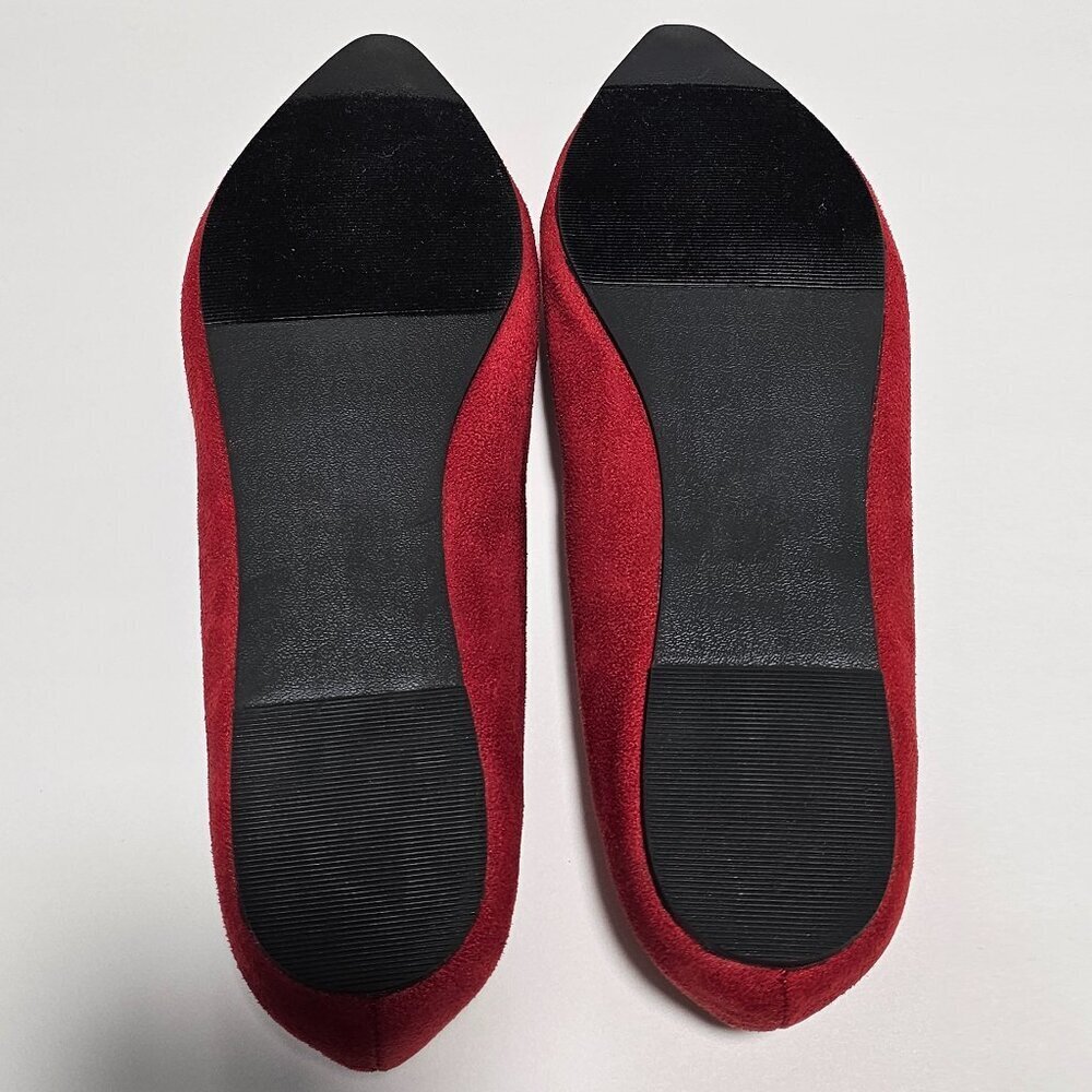 Ollio Red Faux Suede Slip On Flats - Picture 6 of 6